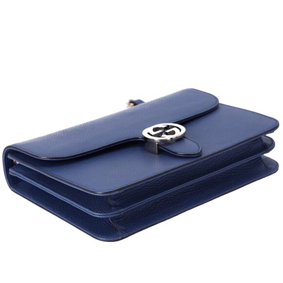 GUCCI Interlocking G Shoulder Bag 510303 Blue Leather - Picture 4 of 8